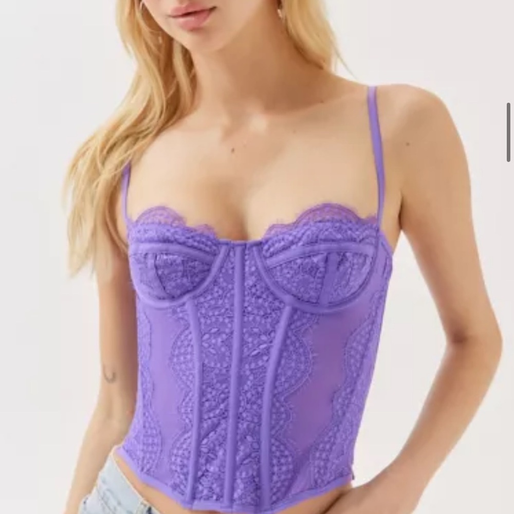 Urban outfitters Out from Under Modern Love Corset Purple Lace Bustier sz XL